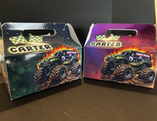 Load image into Gallery viewer, Personalized gable boxes for kids birthday parties with custom name and age