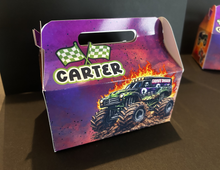 Load image into Gallery viewer, Personalized gable boxes for kids birthday parties with custom name and age