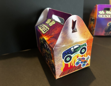 Load image into Gallery viewer, Personalized gable boxes for kids birthday parties with custom name and age