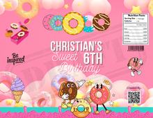 Load image into Gallery viewer, Personalized Donut Chip Bag Template – Editable in Canva | DIY Printable Party Favor | Instant Download