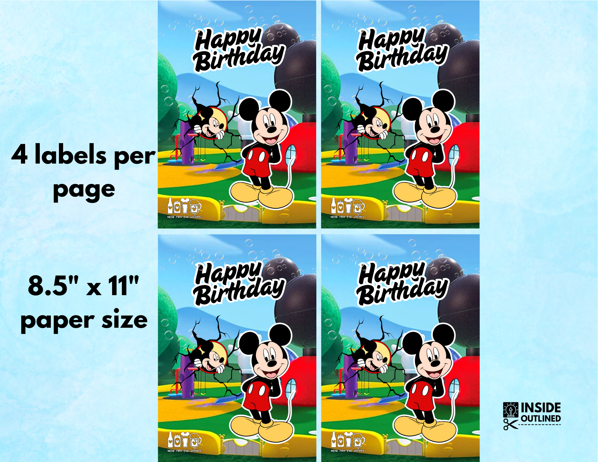 Personalized Mickey Mouse Birthday Capri Sun Label Template | Editable ...