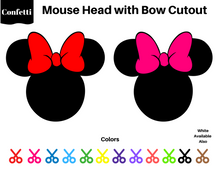 Load image into Gallery viewer, 30 Mouse Head Cutout, Minnie Mouse Decorations, Minnie Mouse Die Cut, Die Cut Shapes, Die Cut Paper Shapes, Mouse Head, Minnie Mouse Cutout