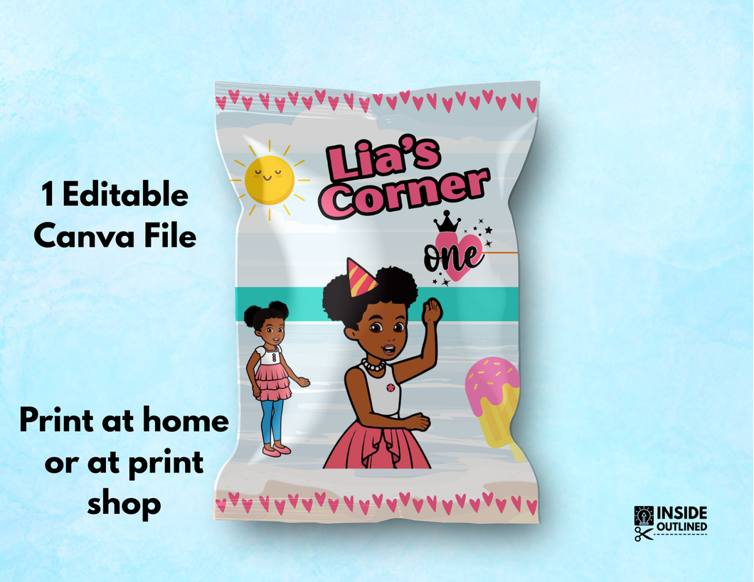 Personalized Gracie's Corner Chip Bag Template – Editable in Canva | DIY Printable Party Favor | Instant Download