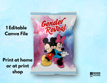 Load image into Gallery viewer, Personalized Mickey Mouse Minnie Mouse Chip Bag Template – Editable in Canva | DIY Printable Party Favor | Instant Download
