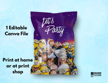 Load image into Gallery viewer, Personalized Despicable Me Chip Bag Template – Editable in Canva | DIY Printable Party Favor | Instant Download