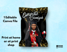 Load image into Gallery viewer, Personalized Graduation Chip Bag Template – Editable in Canva | DIY Printable Party Favor | Instant Download