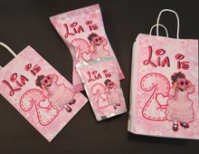 Load image into Gallery viewer, Pink Birthday Canva Template Bundle | Capri Sun Labels, Chip Bag and Gift Bag Templates