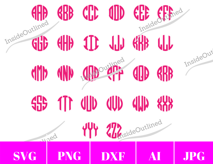 Circle Monogram Letters Svg File