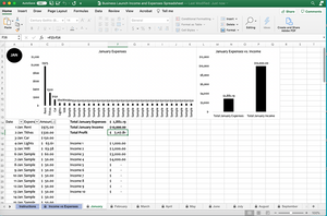 Business Launch Income and Expense Spreadsheet