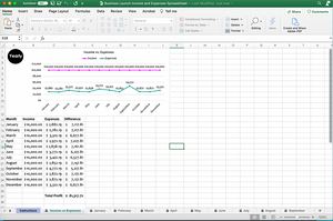 Business Launch Income and Expense Spreadsheet