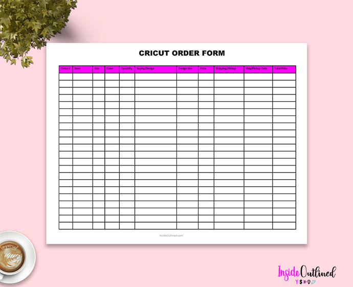 Cricut Business Order Form