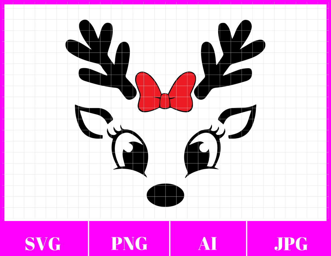 Girl Reindeer with Bow Svg File