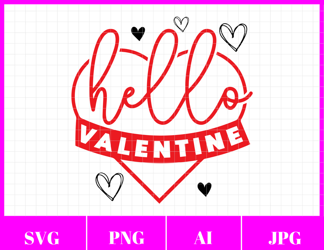 Hello Valentine Hearts | Valentine's Day Svg File
