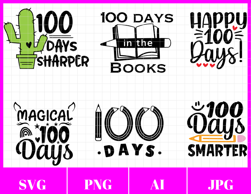 100 Days of School Bundle Svg File Bundle | 100 Days of School