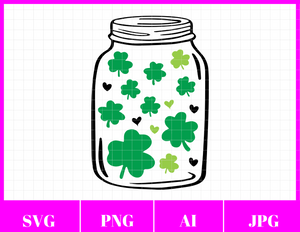 St. Patrick's Day Clover Mason Jar Svg File | St. Patrick's Day Svg Files